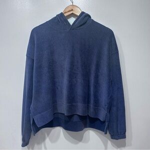 Aerie Women’s Blue Groove-On Velour Cropped Hoodie Size S